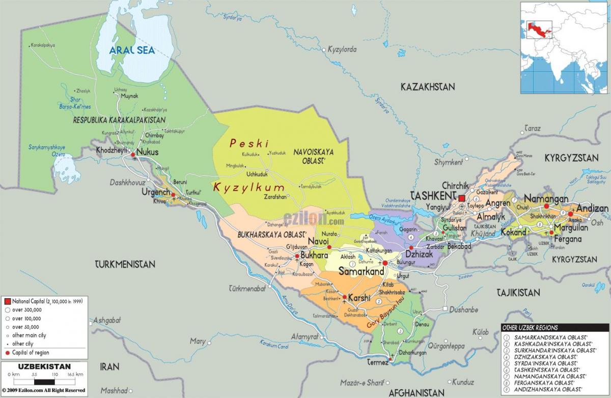 mappa di Uzbekistan